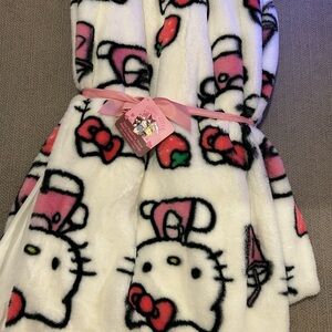 Hello Kitty Pink and White Plush Blanket